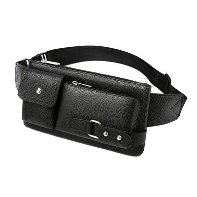Bolsa de Cintura para Hombre de Cuero PU Color Sólido - Riñonera de Viaje - Image 7