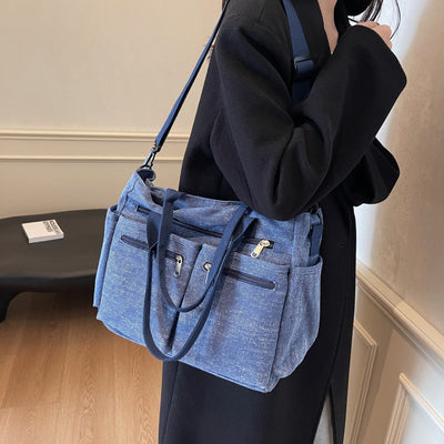 Bolso Tote de Mezclilla Retro Capacidad Extra para Mujer - Image 3