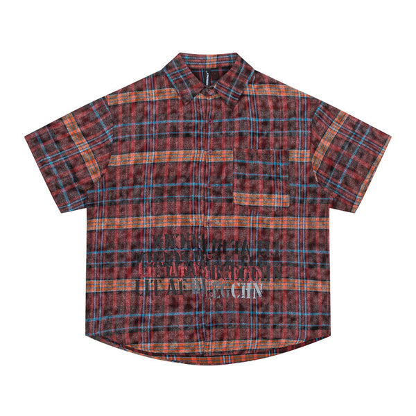 Camisa Casual de Cuadros con Manga Corta para Hombre