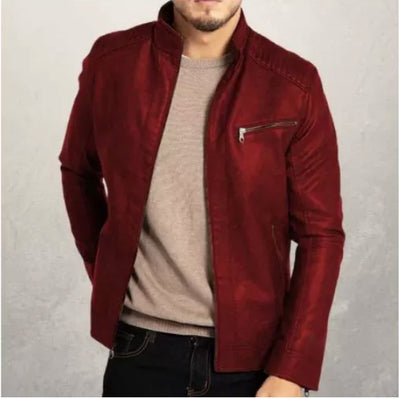 Chaqueta de Cuero Slim Fit con Cuello Mao - Estilo Europeo y Americano - Image 6