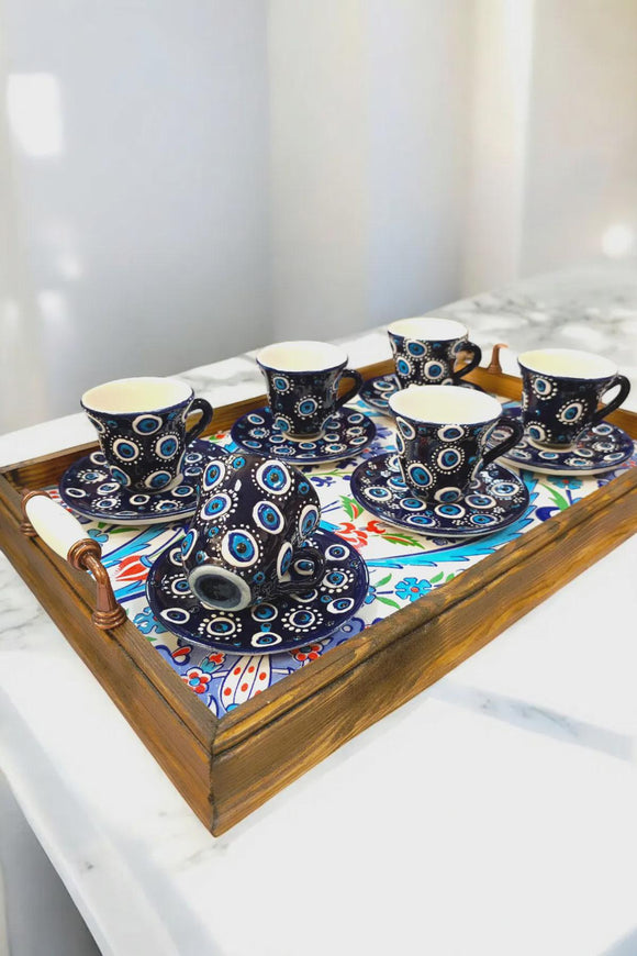 Juego de Tazas para Café Turco Artesanal con Ojo Protector