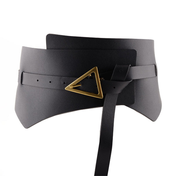 Cinturón Ancho de Cuero Sintético PU con Hebilla Triangular para Mujer - Image 4