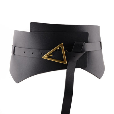 Cinturón Ancho de Cuero Sintético PU con Hebilla Triangular para Mujer - Image 4