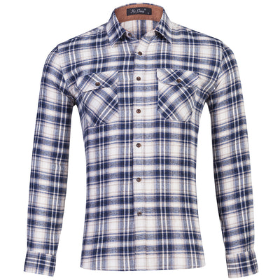 Camisa de Cuadros Doble Bolsa Manga Larga para Hombre - Image 15