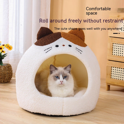 Nido Cálido para Gatos - Cama Felpa Cerrada Invierno - Image 2