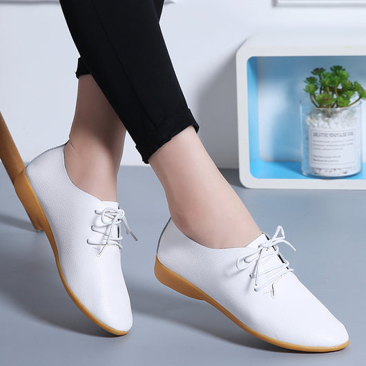 Zapatos Blancos Planos Clásicos Estilo Británico para Mujer - Image 4
