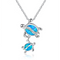 Fashion Plateado filled Azul opal sea turtle pendant necklace for women female Animal wedding ocean beach jewelry gift C