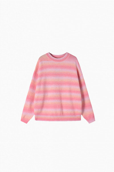 Suéter Retro de Rayas Arcoíris Degradado para Mujer - Image 5