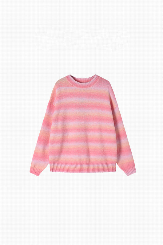 Suéter Retro de Rayas Arcoíris Degradado para Mujer - Image 5