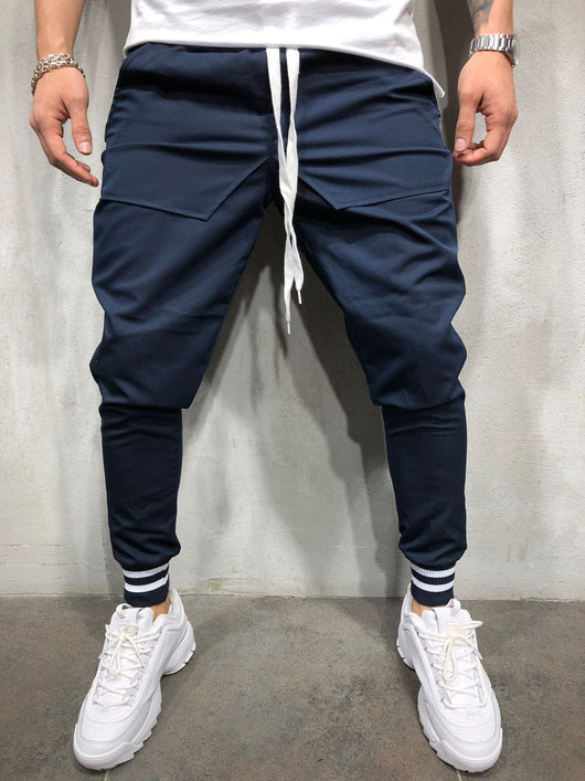 Pantalones Casuales de Algodón con Diseño Spliced para Hombre - Image 7