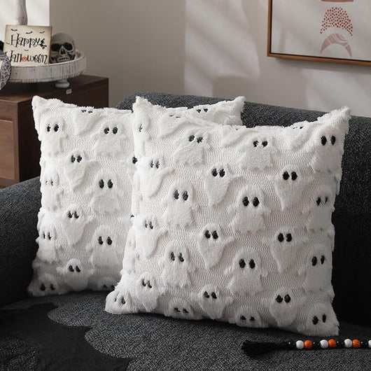 Fundas de Almohada Halloween Fantasma Blanco 18x18 - Cojín Decorativo Suave para Sofá y Hogar - Image 4