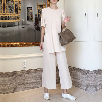 Conjunto de Dos Piezas con Pantalón Ancho Casual