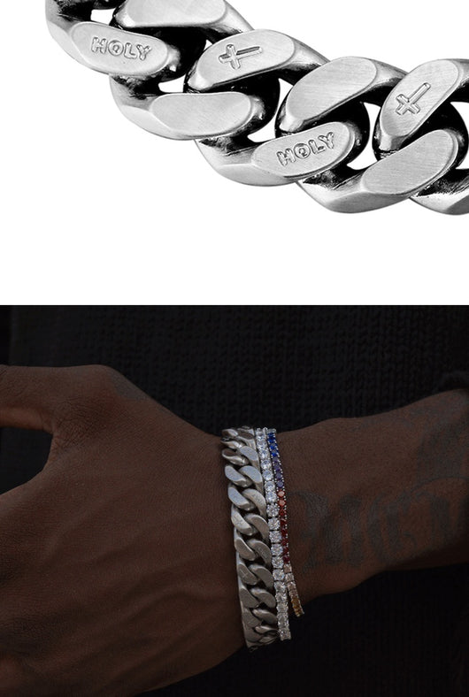 Pulsera Cubana Doble Cara Cepillada para Hombre - Estilo Casual - Image 9