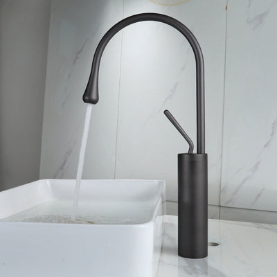 Grifo de Lavabo Giratorio en Cobre Dorado con Diseño Gota de Agua - Image 14