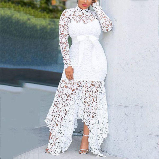 Vestido Elegante con Cuello Alto y Mangas Largas - Image 7