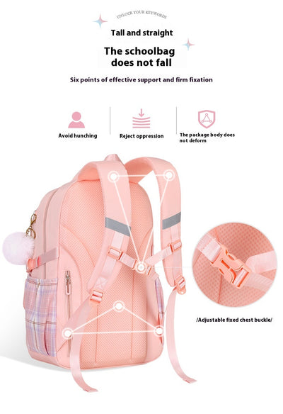 Mochila Escolar a Cuadros para Niñas de Primaria - Image 23