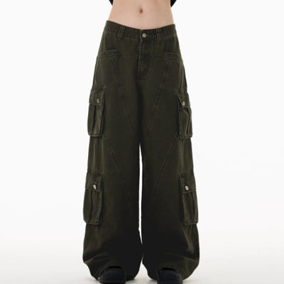 Pantalones Cargo Denim Retro Deconstruidos Unisex Holgados - Image 2