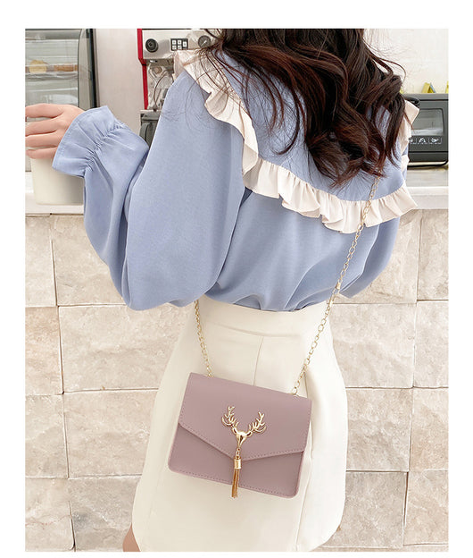 Bolso Crossbody Cuadrado Pequeño con Cadena y Detalle de Borla - Diseño Bicolor Elegante - Image 23
