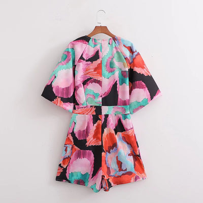 Jumpsuit Estilo Europeo Americano con Estampado de Moño, Cintura Alta y Corte Holgado - Image 5