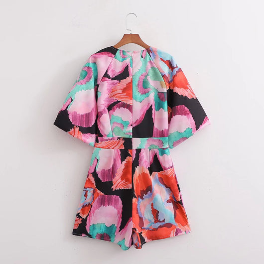 Jumpsuit Estilo Europeo Americano con Estampado de Moño, Cintura Alta y Corte Holgado - Image 5