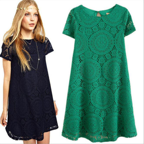 Vestido Largo de Verano Talla Grande con Encaje Caleidoscopio