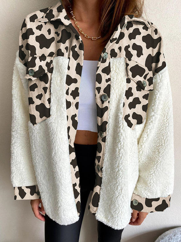 Chaqueta Polar Mujer Estampado Leopardo Suave