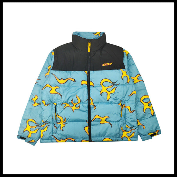 Chaqueta Acolchada Blue Flame de Plumón para Parejas - Otoño e Invierno