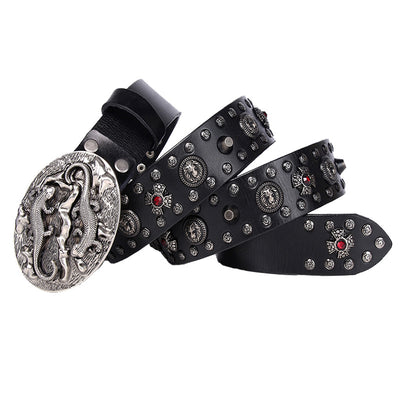 Cinturón de Cuero para Hombre Punk Remaches - Estilo y Durabilidad