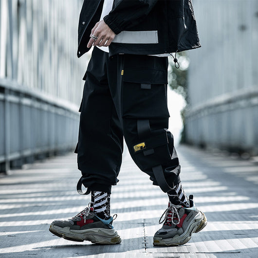 Pantalones Cargo Paracaidista Loose Tide Negros - Estilo Urbano Oversized
