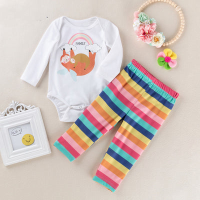 Pijama Infantil Estampado Arcoíris con Pantalón a Rayas - Image 4