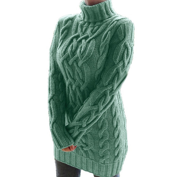Vestido Suéter Mujer Otoño Invierno Cuello Doble Solapa Grueso
