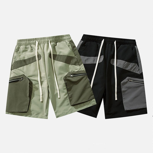 Shorts de Trabajo Patchwork Contraste para Hombre - Casual y Versátil