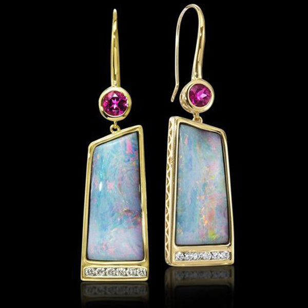 Ganchos para Orejas Dorados Retro - Accesorios de Joyería Colorida