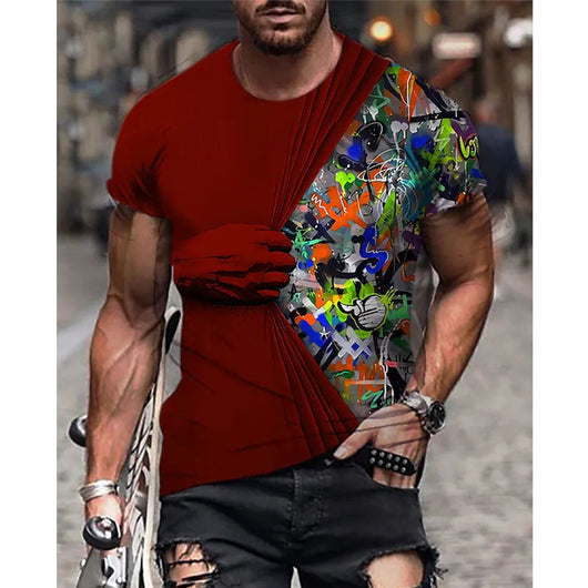 Camiseta Oversize Manga Corta con Impresión 3D para Hombre - Image 7
