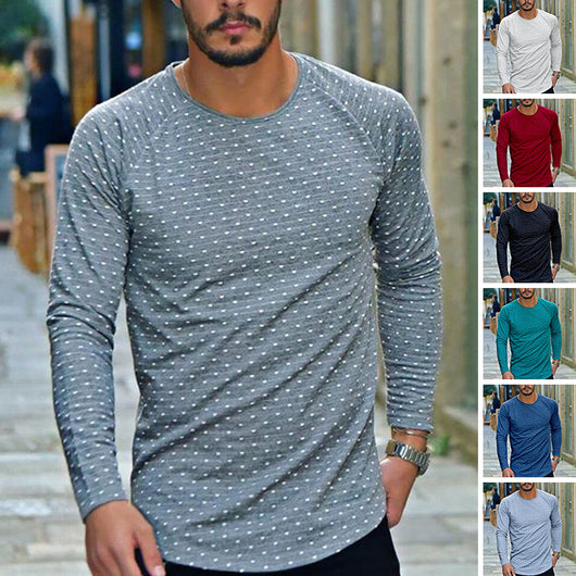 Camiseta Manga Larga Cuello Redondo con Lunares para Hombre - Image 22