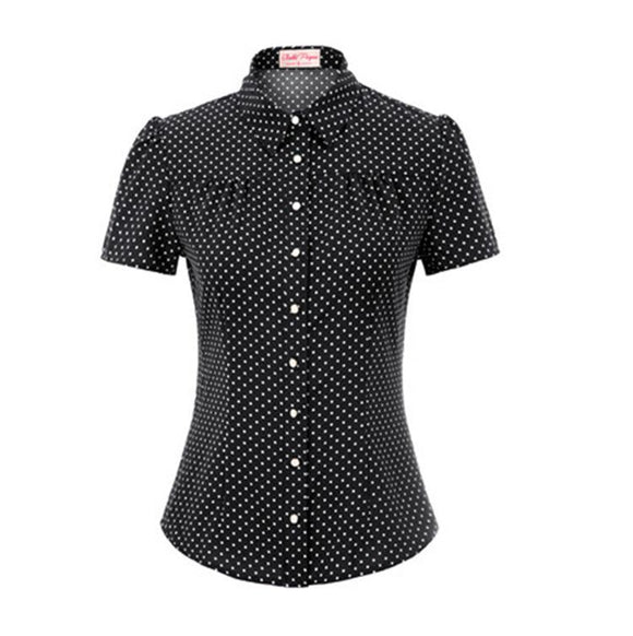 Camisa de Manga Corta con Lunares Estilo Moderno