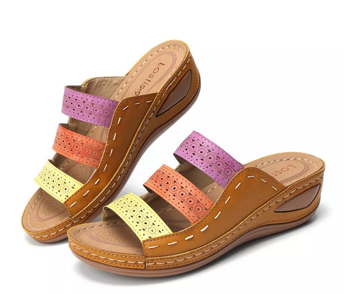 Pantuflas Grandes para Mujer con Diseño Calado y Costuras Arcoíris - Image 8