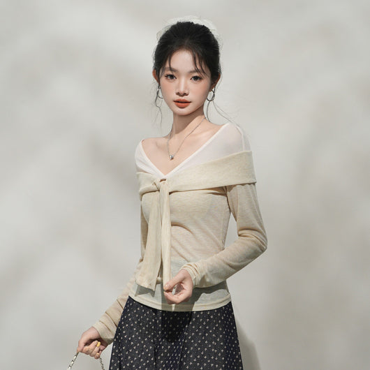 Camiseta Manga Larga Ajustada con Costuras Decorativas para Mujer - Image 4