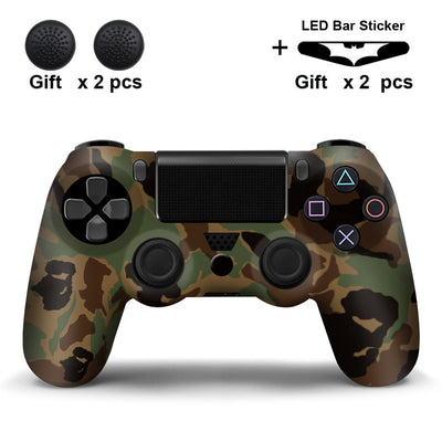 Black and white paisley PS4 controller protector with two black thumb grip covers and two Batman LED bar stickers. - Image 7