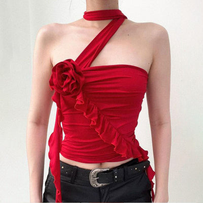 Brasier Floral 3D con Cuello Halter - Diseño Irregular Elegante - Image 3