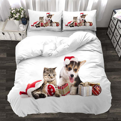 Juego de Edredón Estampado con Gatos y Perros Realistas de 3 Piezas - Image 10