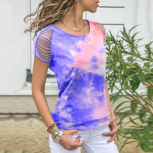 Playera Strapless Tie-Dye con Detalles Quemados para Mujer - Image 2