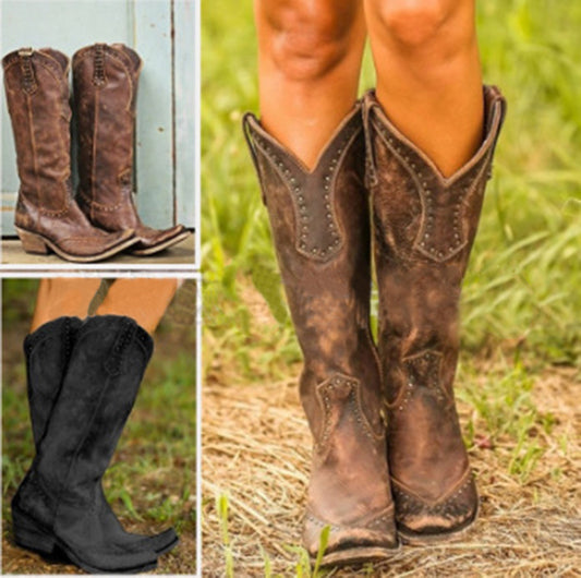 Botas Retro con Tachas para Mujer