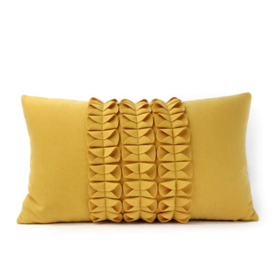 Cojín Decorativo Neoclásico Amarillo Hecho a Mano con Costura y Pliegues Artesanales - Image 8