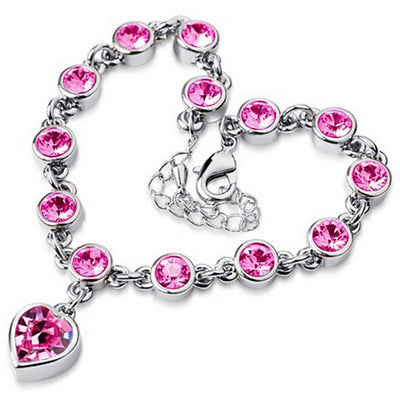 Pulsera de Diamantes Brillantes con Corazón de Durazno Cristalino - Image 22