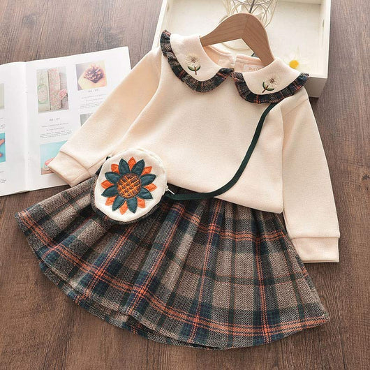 Conjunto Infantil Estilo Occidental: Cardigan Tejido + Falda para Niñas Otoño - Image 11