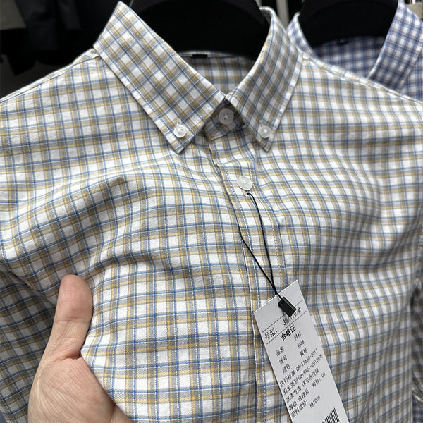 Camisa Casual de Cuadros en Algodón Puro para Primavera y Otoño