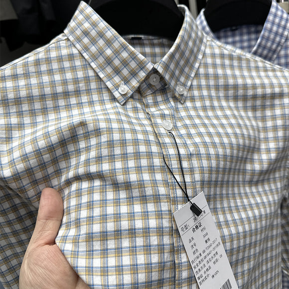 Camisa Casual de Cuadros en Algodón Puro para Primavera y Otoño