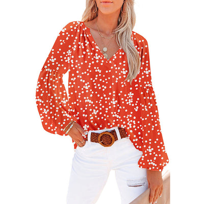 Blusa Floral de Gasa Suelta con Cuello en V - Image 24