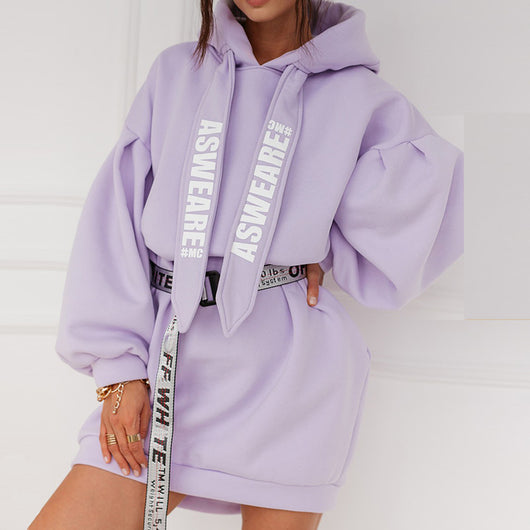 Sudadera Vestido Hip Hop con Capucha y Estampado de Letras - Image 2